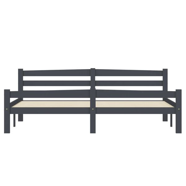 vidaXL Bed Frame without Mattress Dark Grey Solid Pinewood 180x200 cm Super King (322094+321990)