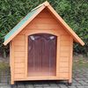 @Pet Dog House with Plastic Flaps Classique Natural 88x78x80 cm