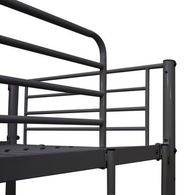 vidaXL Bunk Bed with Table Frame Grey Metal 90x200 cm