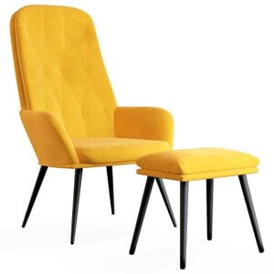 vidaXL Relaxing Chair with Footstool Mustard Yellow Velvet