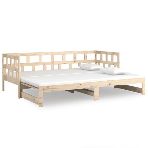 vidaXL Pull-out Day Bed without Mattress Solid Wood Pine 2x(90x200) cm