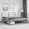 vidaXL Metal Bed Frame without Mattress with Headboard Black 183x213cm