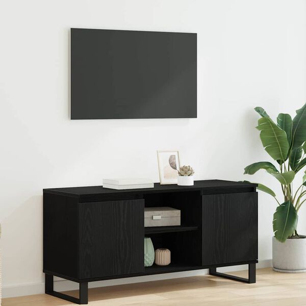 vidaXL TV Cabinet Black Oak 104 x 35 x 50 cm Engineered Wood