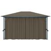 vidaXL Gazebo with Curtain&LED String Lights 4x3 m Taupe Aluminium