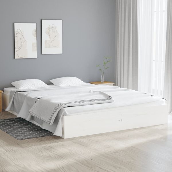 vidaXL Bed Frame without Mattress White Solid Wood 120x190 cm Small Double