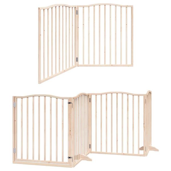 vidaXL Dog Gate with Door Foldable 10 Panels 800 cm Poplar Wood