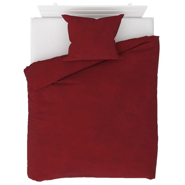 vidaXL 4 Piece Bedding Set Fleece Wine Red 140x200/60x70 cm
