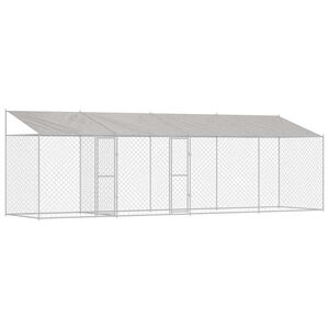 vidaXL Dog Cage with Roof Silver 800 x 200 x 256 cm Steel and PE