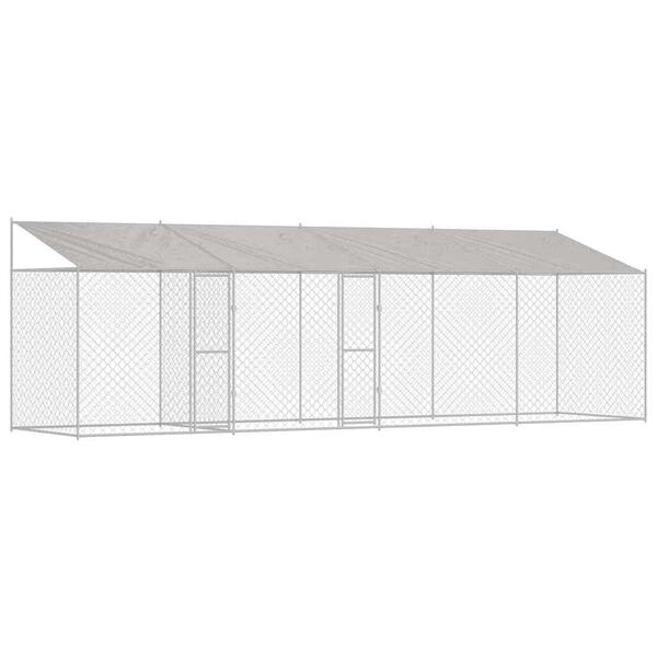 vidaXL Dog Cage with Roof Silver 800 x 200 x 258 cm Steel and PE