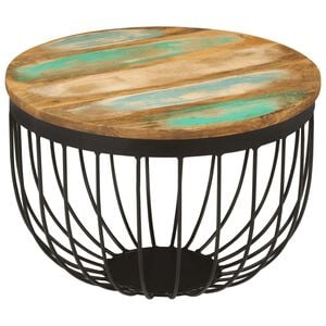 vidaXL Coffee Table &Oslash;50x35 cm Solid Wood Reclaimed and Steel