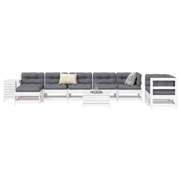 vidaXL 10 Piece Garden Sofa Set White Solid Wood Pine
