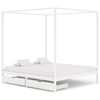 vidaXL Canopy Bed Frame without Mattress White Solid Wood 160x200 cm