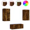vidaXL 4 Piece TV Wall Units with LED Smoked Oak Engineered Wood