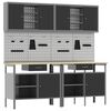 vidaXL Work Bench Set 8 pcs Black and Grey 200 x 55 x 200 cm Steel