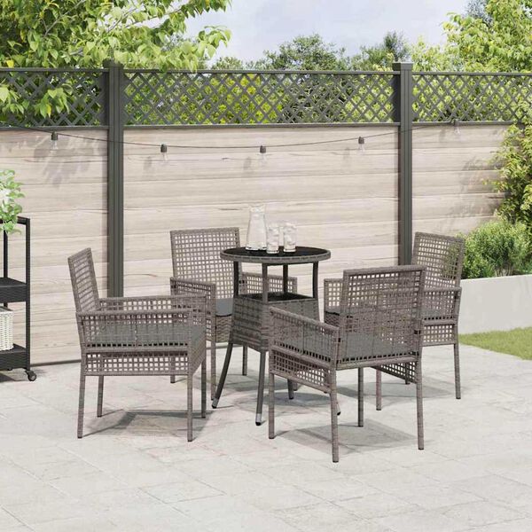vidaXL Garden Dining Set 5 pcs Grey Poly rattan