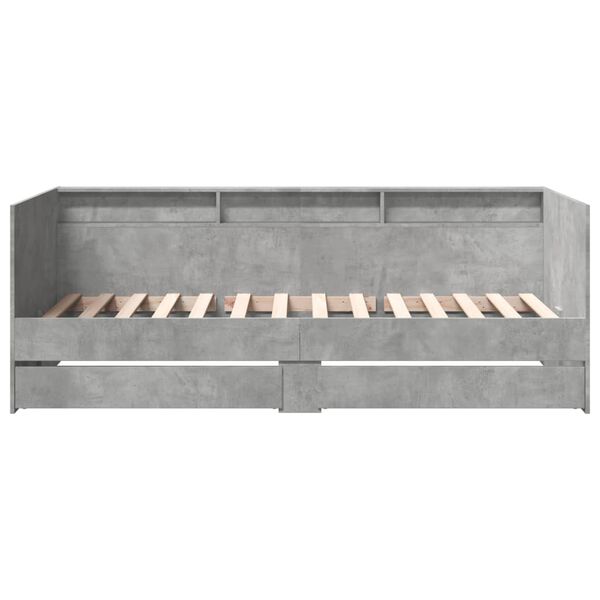 vidaXL Daybed with Drawers without Mattress Concrete Grey 75x190 cm Small Single