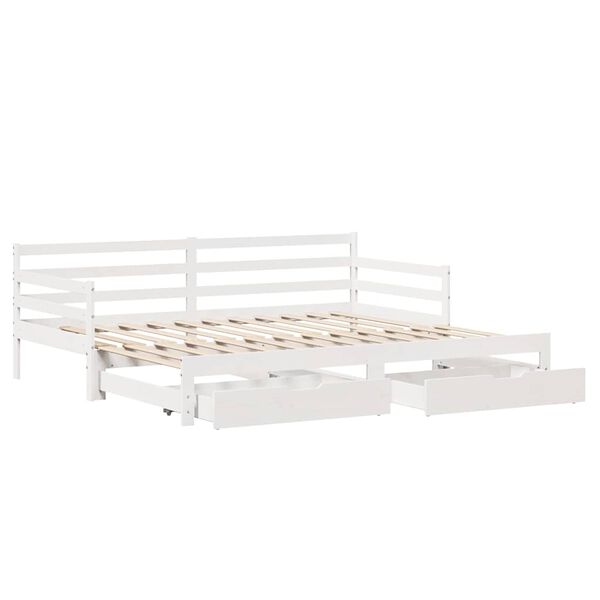 vidaXL Daybed with Trundle and Drawers without Mattress White 90x190 cm Single