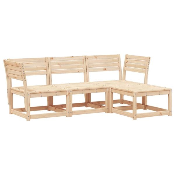 vidaXL 4 Piece Garden Lounge Set Solid Wood Pine