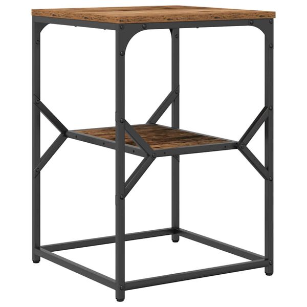 vidaXL Side Table Old Wood 41 x 40 x 60 cm Engineered Wood and Steel