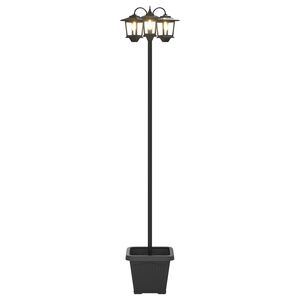 vidaXL 3-Head Lamp Post with Planter Black 32 x 32 x 188 cm