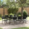 vidaXL Garden Dining Set with Cushion 9 pcs Black Poly Rattan