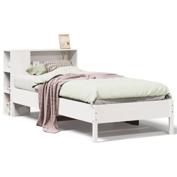 vidaXL Bookcase Bed without Mattress White 100x200cm Solid Wood Pine