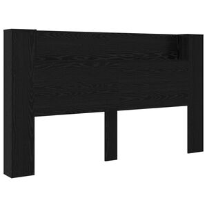 vidaXL Headboard Cabinet with LED Black Oak 180 x 16.5 x 103.5 cm