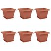 vidaXL Plant Pots 6 pcs Brick Red 28.5 x 28.5 x 22 cm Plastic