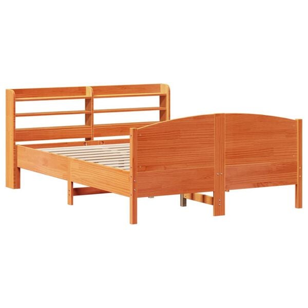 vidaXL Bed Frame without Mattress Wax Brown 140x190 cm Solid Wood Pine