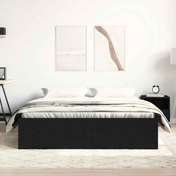 vidaXL Bed Frame without Mattress Black Oak 150x200 cm Engineered Wood