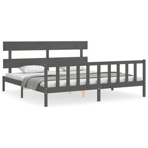 vidaXL Bed Frame without Mattress Grey 200x200 cm Solid Wood Pine