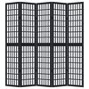 vidaXL Room Divider 5 Panels Black Solid Wood Paulownia