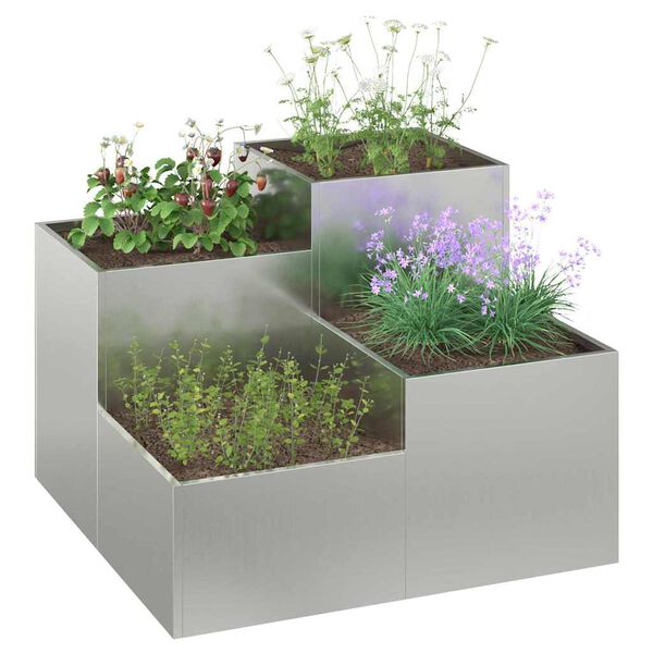 vidaXL Garden Planter Silver 80 x 80 x 60 cm Galvanised steel