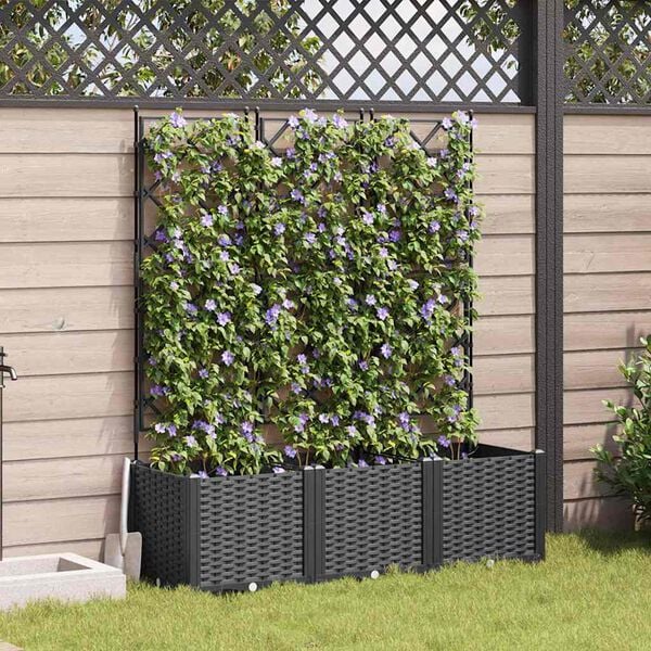 vidaXL Garden Planter 3 pcs Black 120 x 40 x 143 cm Steel