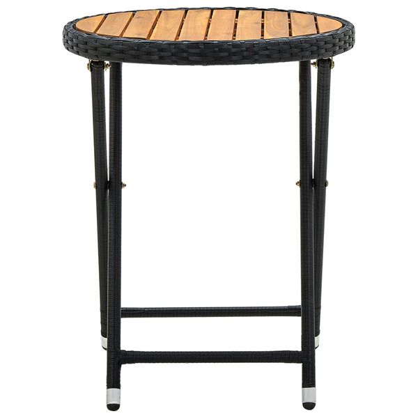 vidaXL Tea Table Black 60 cm Poly Rattan and Solid Acacia Wood