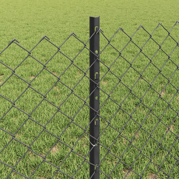 vidaXL Fence with Post Grey 0.6 x 10 m Steel and PVC