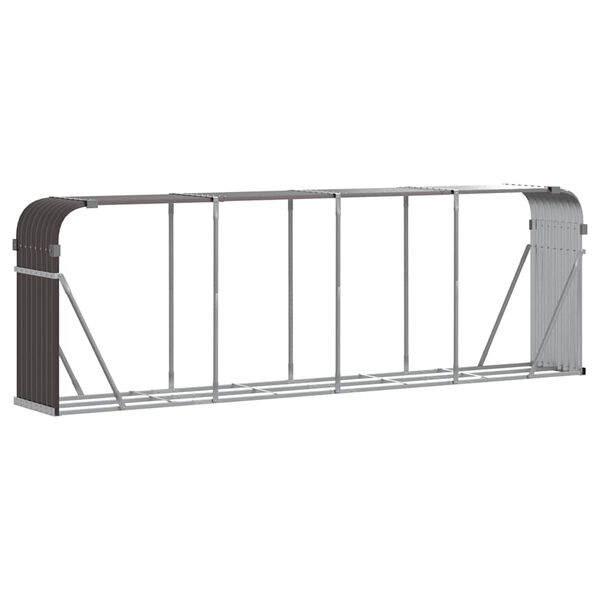 vidaXL Log Holder Brown 300x45x100 cm Galvanised Steel