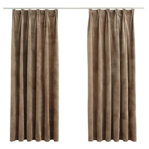 vidaXL Blackout Curtains 2 pcs with Hooks Velvet Beige 140x175 cm