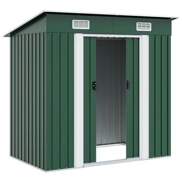 vidaXL Garden Shed Green Metal