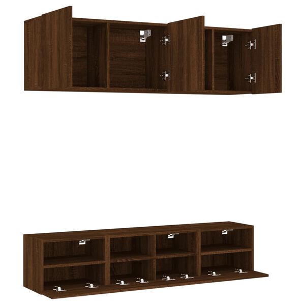 vidaXL 5 Piece TV Wall Units Brown Oak Engineered Wood