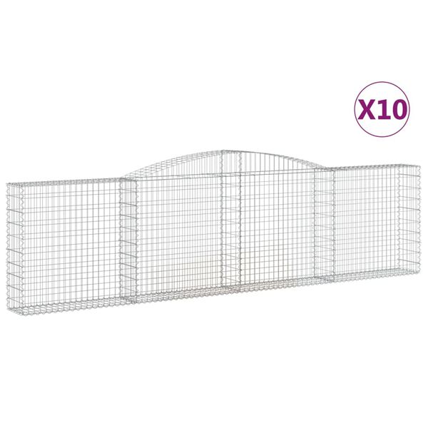 vidaXL Arched Gabion Baskets 10 pcs 400x30x100/120 cm Galvanised Iron