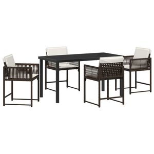 vidaXL Garden Dining Set 5 pcs Brown Poly Rattan