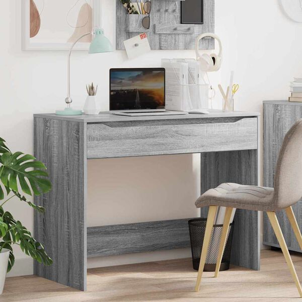 vidaXL Desk with Drawer Grey Sonoma 100 x 50 x 78 cm Engineered Wood