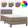 vidaXL Box Spring Bed with Mattress&LED Taupe 90x190cm Fabric