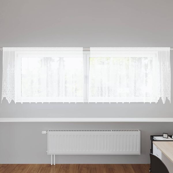 vidaXL Lace Curtain with Curtains Floral White 120 x 300 cm Polyester