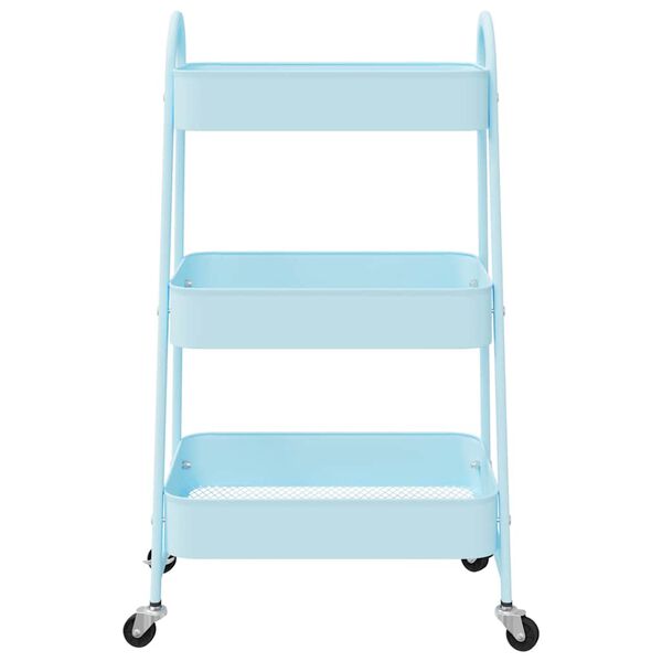 vidaXL Storage Trolley 3-Tier Blue 42x41.5x77 cm Steel