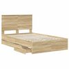vidaXL Bed Frame with Drawer Sonoma Oak 120 x 200 cm Engineer Wood