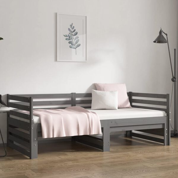 vidaXL Pull-out Day Bed without Mattress Grey 2x(80x200)cm