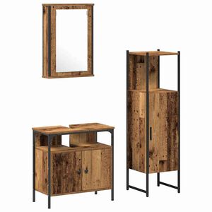 vidaXL Bathroom Furniture Set 3 pcs Brown Engineered wood