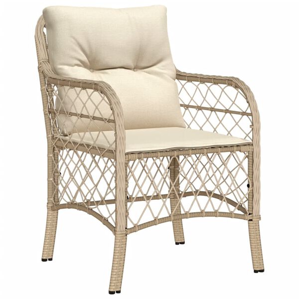vidaXL Garden Chairs with Cushions 2 pcs Beige Poly Rattan